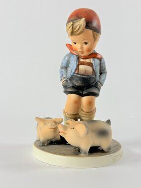 Vintage Hummel Goebel “Farm Boy” Figurine TMK-6 5" Porcelain Germany 1979-1990
